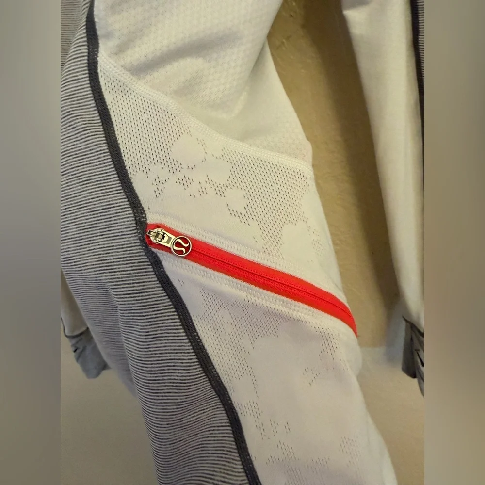 Lululemon Run: Wild 1/2 Zip Wee Stripe White Fossil Womens
